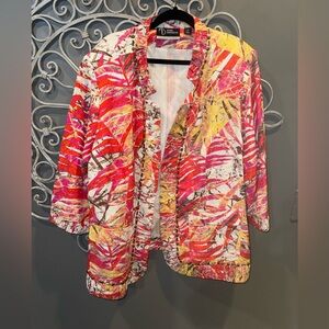 Women’s plus Added Dimension brand colorful jacket brass accents CUTE sz 2x